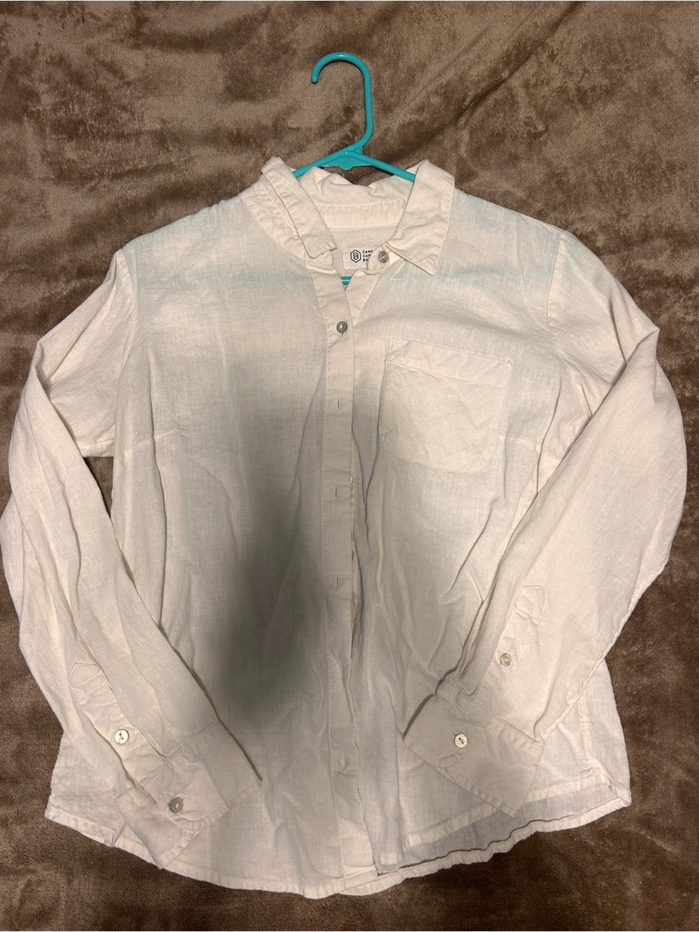 Candace Cameron Bure White Casual Button-Down Shirt